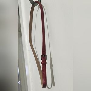 Vintage red leather skinny belt 40 inches